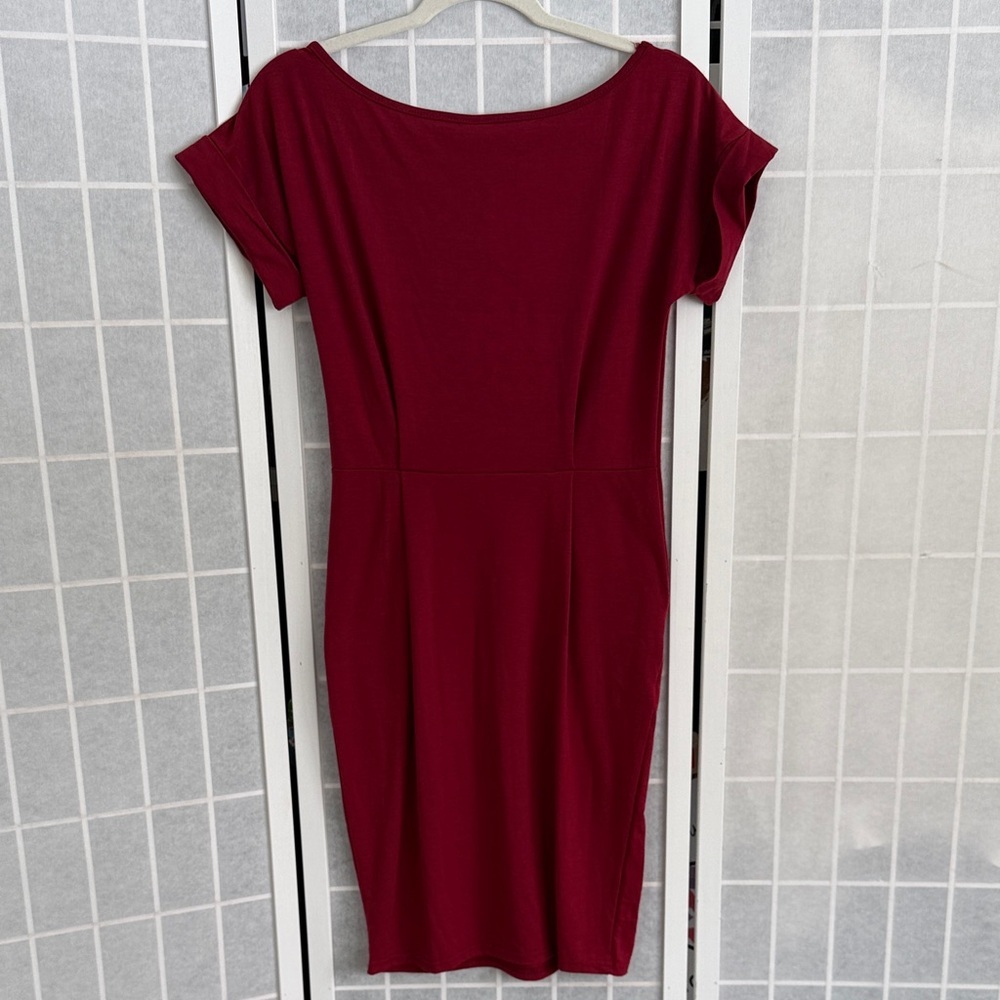 NWT Rich Burgundy Midi Dress with Pockets - Picture 3 of 5